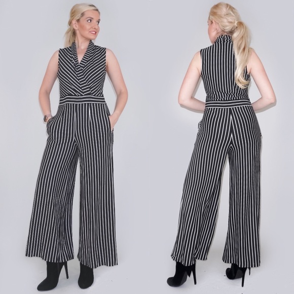 New York & Company Pants - New York Co Stripe Wide Leg Jumpsuit